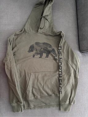 The North Face Olive Green Bear Graphic Pullover Hoodie